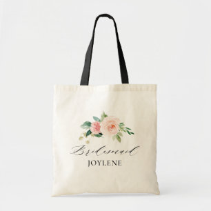 élégant script floral bridesmaid sac fourre-tout