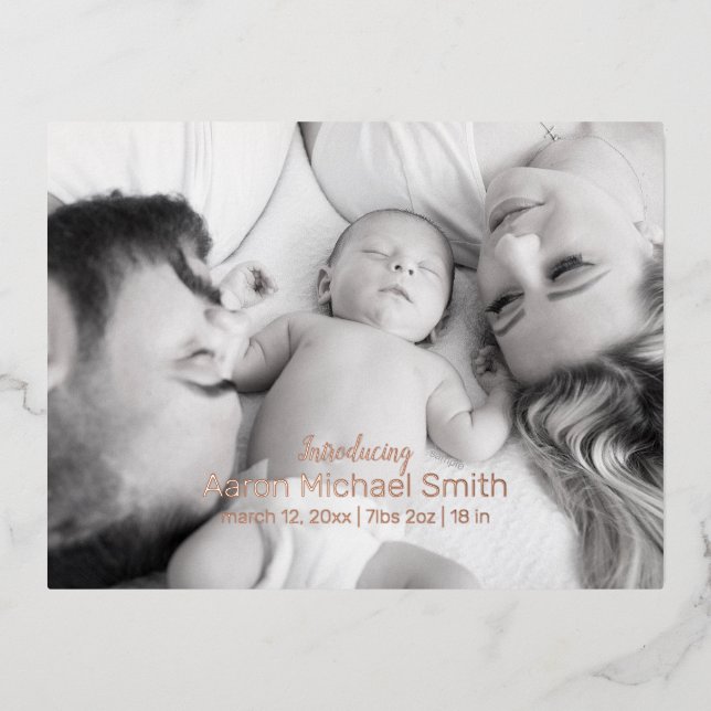 Élégant script Foil noir & blanc carte postale de  (Recto)