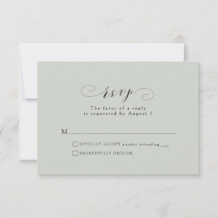 Elégant script formel sauge vert carte RSVP