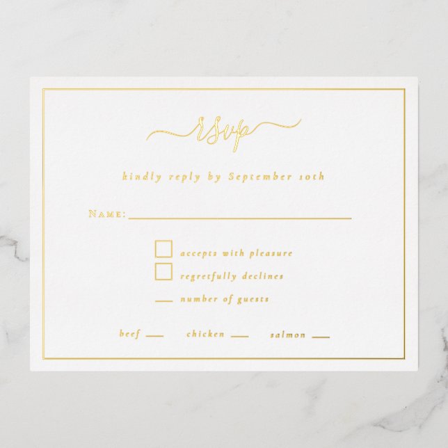 Élégant Script Frontale Carte RSVP Luxe Foil (Recto)