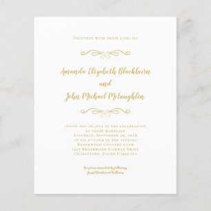 Élégant Script Gold Chic Budget Faire-part de mari