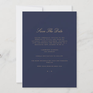 Élégant Script Gold & Navy Enregistrer La Carte Da