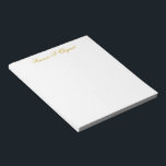 Élégant Script Gold Personnalisé Bloc-notes<br><div class="desc">Élégant bloc-notes personnalisé en or.</div>