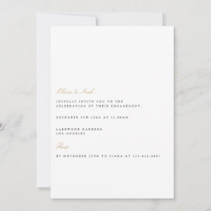 Élégant Script Gold & White Fiançailles Invitation
