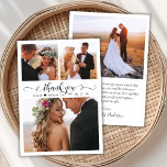 Élégant Script Heart Photo Mariage Carte de remerc<br><div class="desc">Élégant Design Moderne Calligraphie Script 3 Photo Collage Mariage Carte de remerciements. Modèle mariage élégant avec trois (3) photos sur le devant et une (1) photo sur le côté arrière. Avec le texte "Merci" dans une calligraphie ou typographie tourbillonnant lettrée en noir sur arrière - plan blanc. Petit motif de...</div>