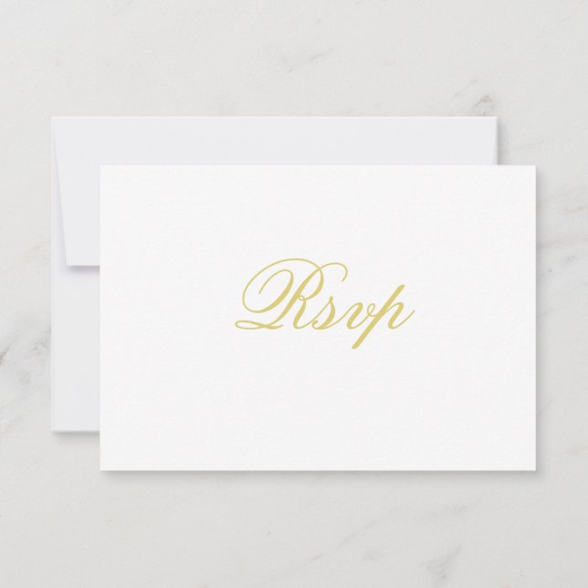 Élégant Script Île Citron Jaune Mariage RSVP (Dos)
