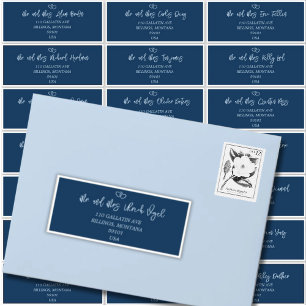 Élégant Script Indigo Mariage Étiquette de adresse