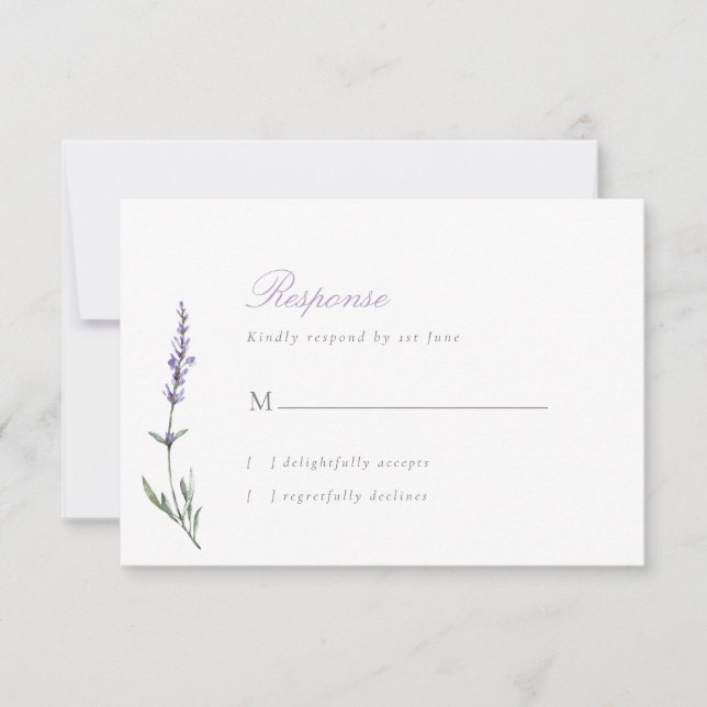 Elégant Script Lavender Wedding Carte RSVP (Devant)
