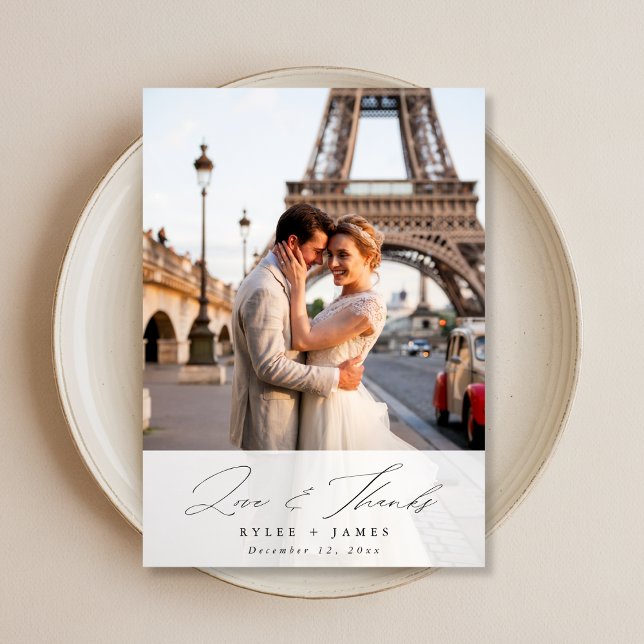 Élégant Script Love & Merci Mariage Carte photo (Créateur téléchargé)