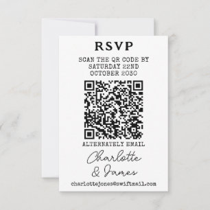 Élégant Script M. Et Mme Code QR Carte RSVP