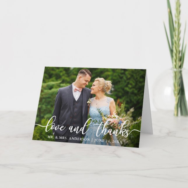 Élégant script Mariage amour et Merci plié (Devant)
