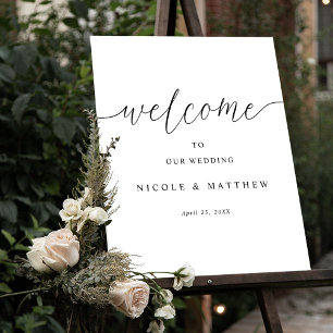 Élégant script Mariage moderne Affiche de bienvenu