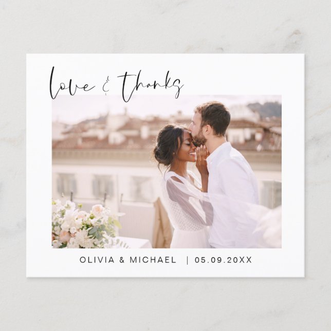 Élégant script Mariage photo Carte de remerciement (Devant)