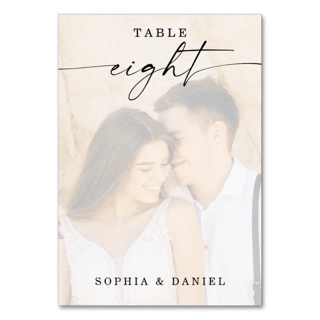 Élégant script Mariage photo numéro de table huit (Par défaut)