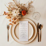 Élégant Script Mariage Réception Dîner Menu<br><div class="desc">Il s'agit d'un menu de mariage moderne et élégant, avec une disposition minimaliste et une police unique. Toutes les couleurs sont modifiables. // Pour les designs correspondants, recherchez "ALICE" dans le magasin Sincerely By Nicole Zazzle. * Si vous aimez ce design mais ne le voyez pas disponible pour quelque chose...</div>