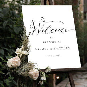 Élégant script Mariage vertical Affiche de bienven