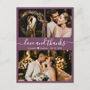 Élégant Script Mauve Mariage carte postale Merci