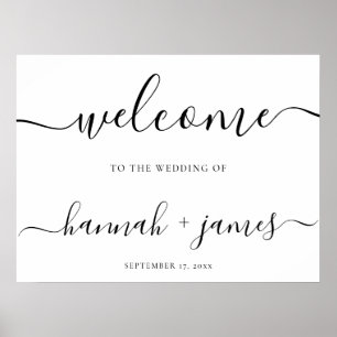 Élégant script minimal Mariage blanc Affiche de bi