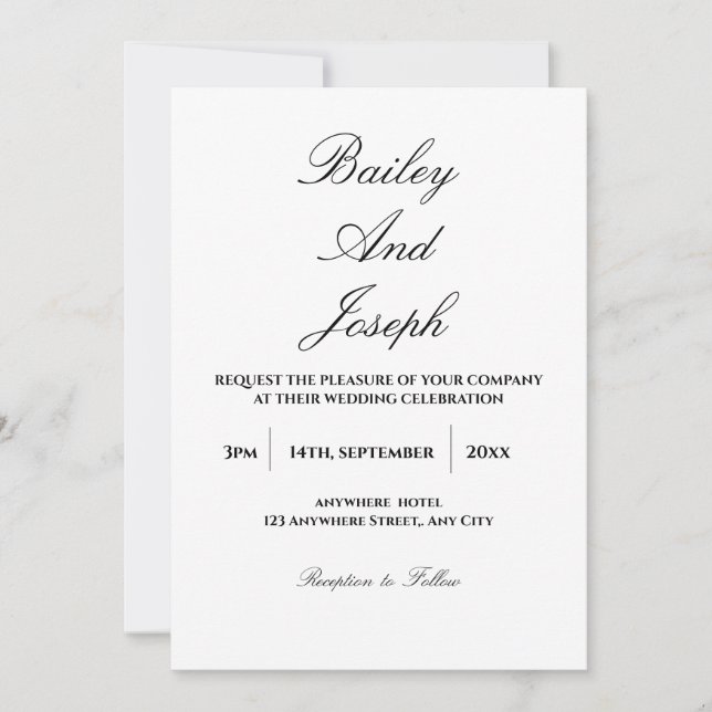 Elegant Script Minimalist Wedding Invitation (Devant)