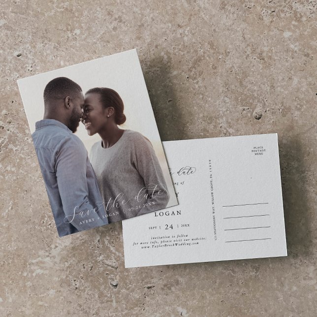 Élégant Script Modèle photo foncé Enregistrer la d (Créateur téléchargé)