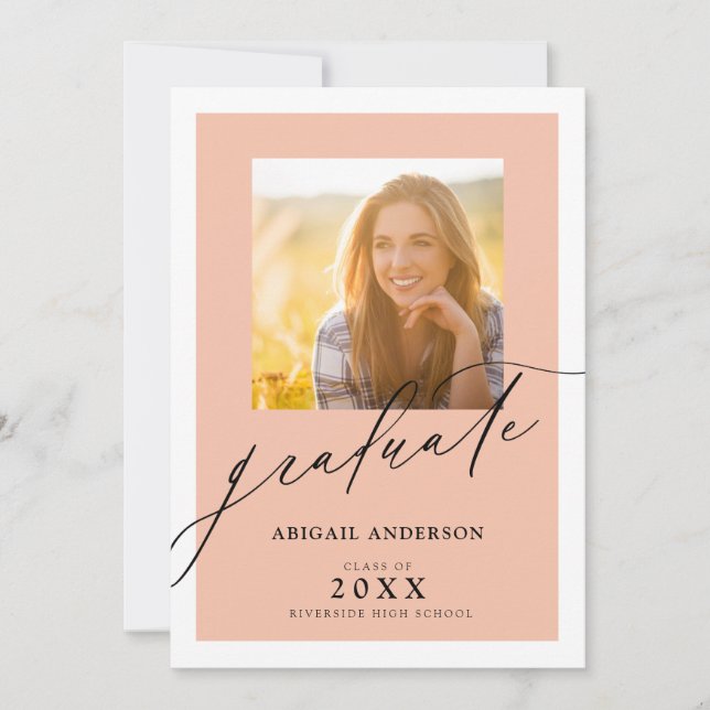 Élégant Script moderne 2 Photo Graduation (Devant)