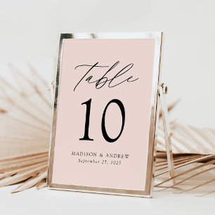 Élégant Script moderne Blush Mariage Numéro de tab