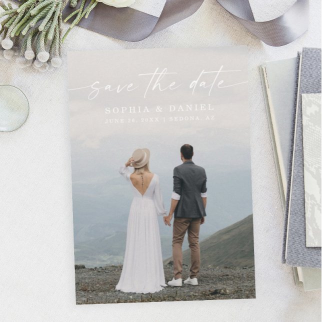 Élégant Script Moderne Enregistrer Le Carte photo  (Créateur téléchargé)