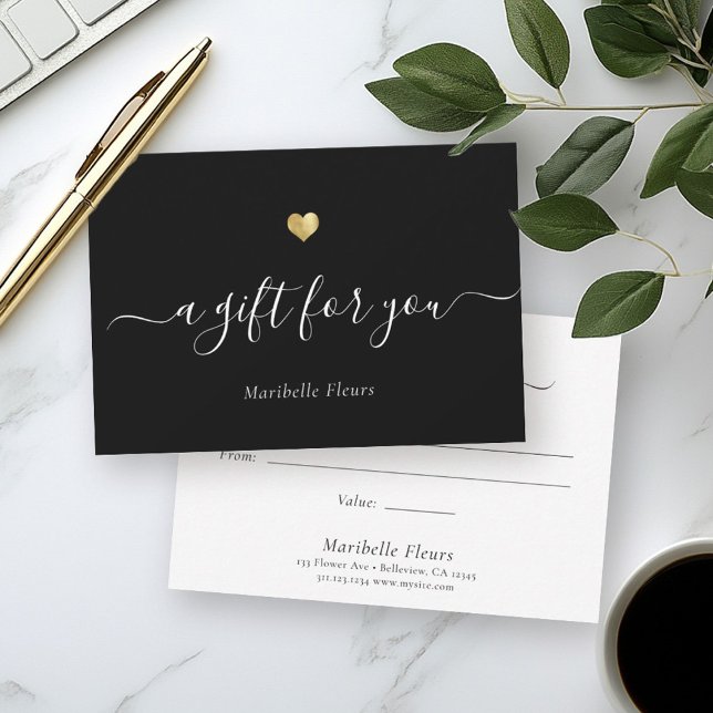 Élégant Script moderne Gold Heart Certificat cadea (Créateur téléchargé)