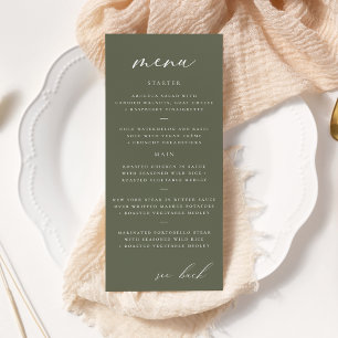 Élégant Script moderne Menu Mariage d'olive