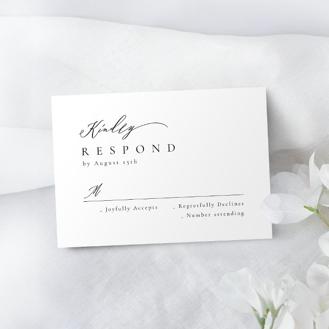 Elégant script moderne minimaliste mariage RSVP (Elegant modern script minimalist wedding RSVP)