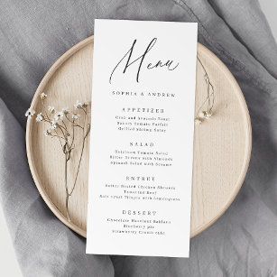 Élégant script moderne minimaliste menu mariage