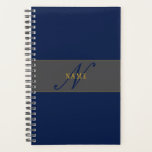 Élégant Script Monogram Dark Navy Blue Grey & Gold<br><div class="desc">Elégant look,  design monogramme. Customise comme tu veux !</div>
