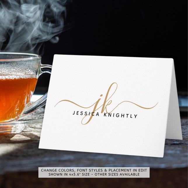 Élégant Script Monogramme Initiales Nom Or Noir (Créateur téléchargé)