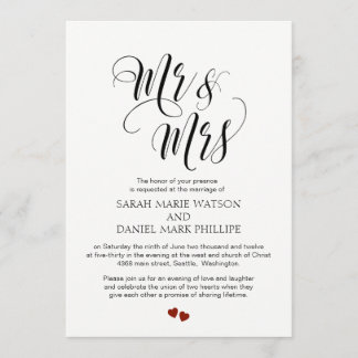 Élégant Script Mr & Mrs Mariage Invitation de typo