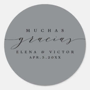 ELÉGANT SCRIPT MUCHAS GRACIAS   MERCI STICKER