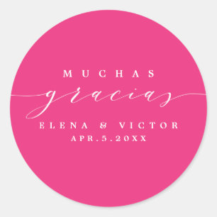 ELÉGANT SCRIPT MUCHAS GRACIAS   MERCI STICKER