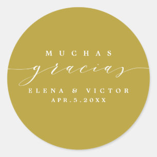 ELÉGANT SCRIPT MUCHAS GRACIAS   MERCI STICKER