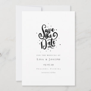 Élégant Script Noir et Blanc Save the Date