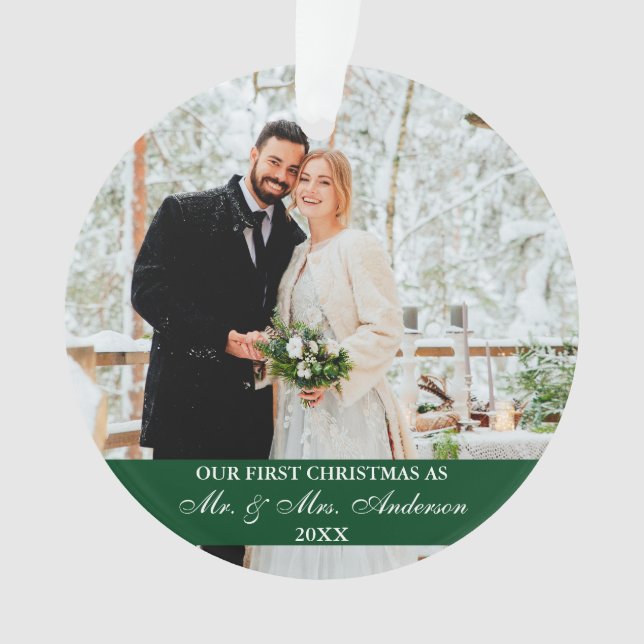 Élégant script Notre premier vert de Noël (devant)