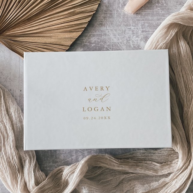 Élégant script or Monogramme Mariage livre d'hôtes (Créateur téléchargé)