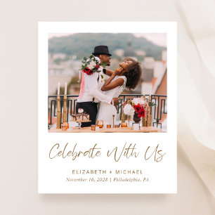 Élégant script or photo mariage Invitation de réce