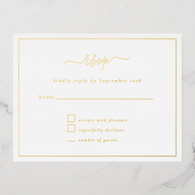 Elégant Script Party RSVP carte luxe Foil (Recto)