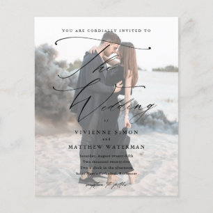 Élégant script photo budget Faire-part de mariage