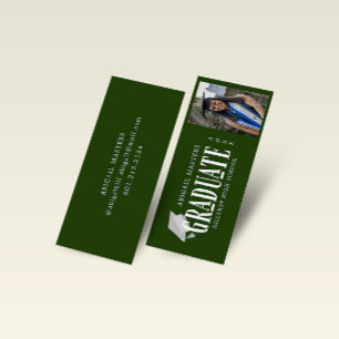 Élégant script photo carte de nom du diplômé