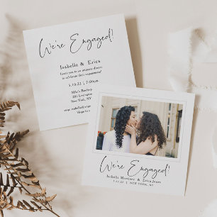 Élégant Script Photo Engagement Party Invitation