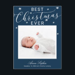 Élégant script photo Faire-part de naissance de No<br><div class="desc">Jolie flocon de neige calligraphie photo carte de Noël faire-part de naissance. Facile à personnaliser avec vos détails. Contactez-moi par conversation si vous avez des questions sur l'oeuvre ou avez besoin d'une personnalisation. VEUILLEZ NOTER : Pour obtenir de l'aide sur les commandes, l'expédition, l'information sur les produits, etc., contactez le...</div>