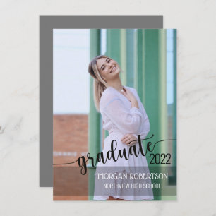 Élégant Script Photo Graduation Invitation