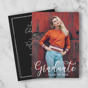 Élégant Script Photo Graduation Party Invitations