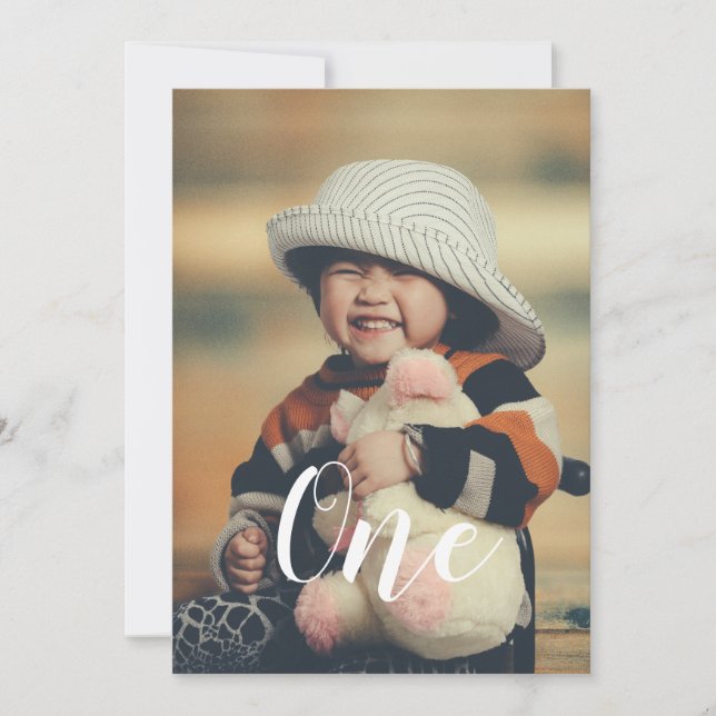 Élégant script photo Invitation à la fête d'annive (Devant)