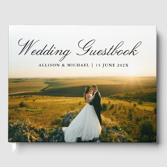 Élégant script photo mariage livre d'or (Recto)